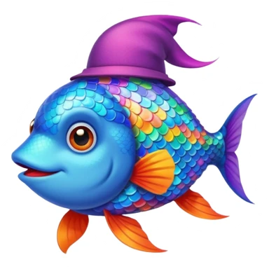 poisson avec chapeau sticker