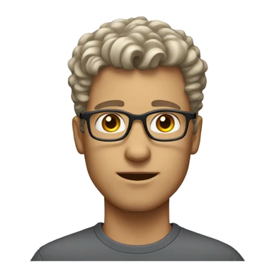 white male, short curly hair, light brown with a hint of grey, stubble, glasses, eyeroll expression. sticker