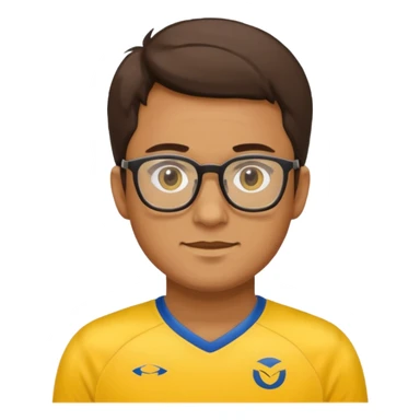 a glasses man with yellow jersey sticker