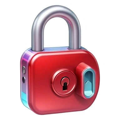 holographic and glassmorphic red lock sticker