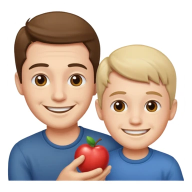 Uncle and nephew playing sticker