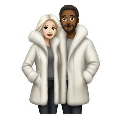 White couple in long fur coats sticker