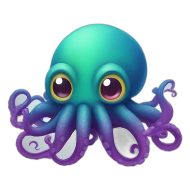 a multi-colored kraken who is afraid sticker