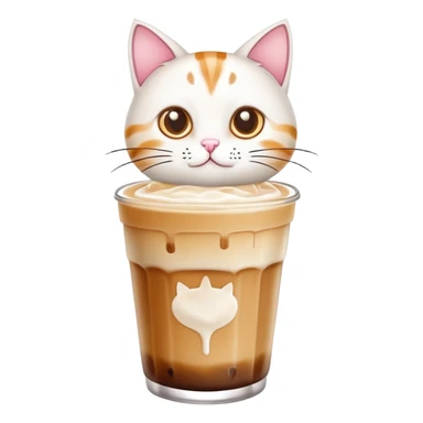 it is a ice latte with a cute cat on the top of the latte. The cat is not a real cat, it is a cartoon cat like a jelly and with 2 little sesame eyes. sticker