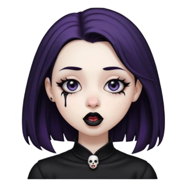 Goth girl with her eyes rolled up and towards her nose and her tongue sticking out doing uwu face sticker