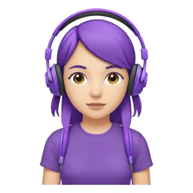 girl with purple headphones and tshirt sticker