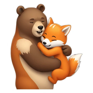 Bear hugs a fox sticker
