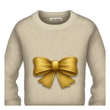 Knit sweater with golden bow glittery design sticker