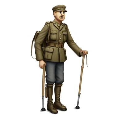 disabled ww1 soldie with amputation on crutches sticker