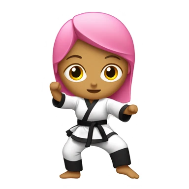 karate woman with pink and black gi   kicking full body sticker