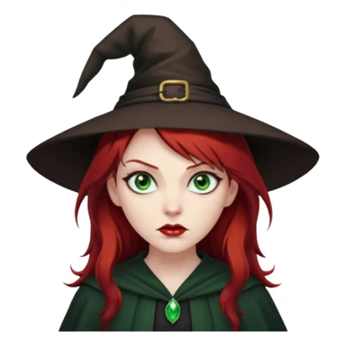 Dark blood Red haired witch. Green eyes annoyed. Sexy attitude. sticker