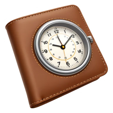 wallet with a speeding clock with motion lines in top right corner, clock hands spinning fast, speed lines around the clock to show fast service sticker