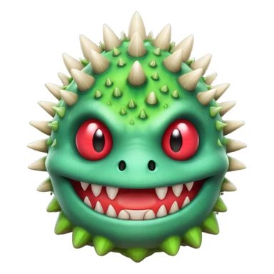 poisonous mushroom monster portrait, head and shoulders only, toxic green glow, scary grin, spiky mushroom head, 3D cartoon, mobile game icon style, clean background, no text, no watermark

 sticker