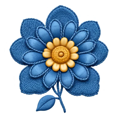 Denim crochet flower sticker