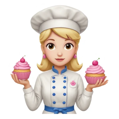 Pink chef hat princess peach with a hand sticker
