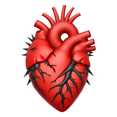 black anatomical heart in torns sticker