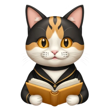 gato del egeo con manchas negras feliz en abriendo una libreta anillada  sticker