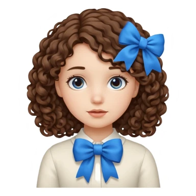 girl  with blue bow and curly hair sticker