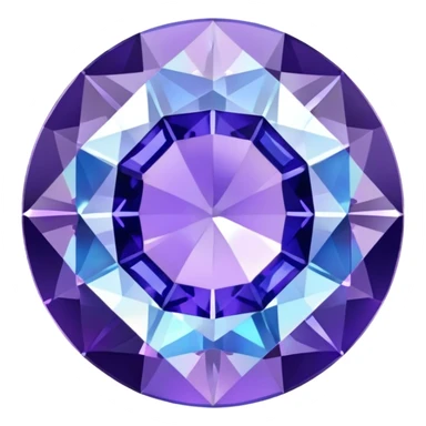 Precision round cut tanzanite with lavender-blue color flash and holographic rainbow effect sticker