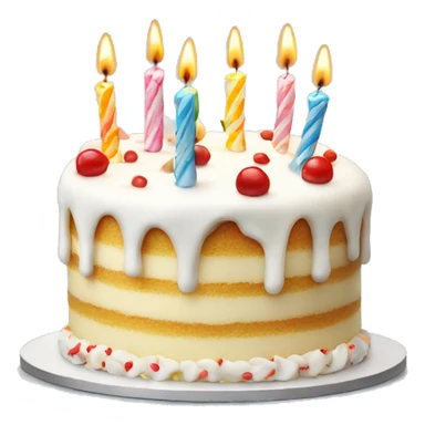 White birthday cake with candles sticker