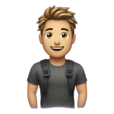 emoji de un chico con poco pelo haciendo stream de twitch sticker