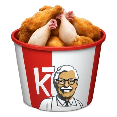  red and white bucket of chicken with the KFC Logo sticker