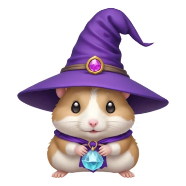 cute hamster wearing a purple witch hat sticker