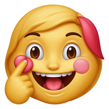 Emoji dragueur qui se mort le doigt en souriant avec les joues roses sticker