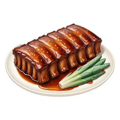 cinematic-realistic-barbeque-ribs-dish-emoji,-depicted-as-succulent,-slow-cooked-ribs-with-a-sticky-smoky-glaze-rendered-with-rich-textures-and-dynamic,-appetizing-lighting. baby back spare ribs sticker