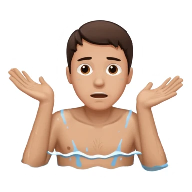 clothed brunette Man drowning in large pool of water with splashes   sticker