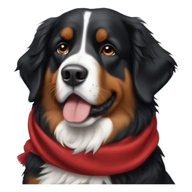 Bernese mountain dog wearing red scarf sticker