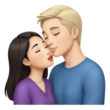 White guy kisses Asian girl sticker