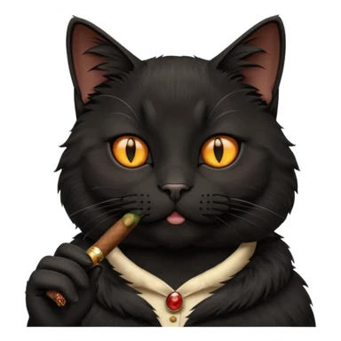 fluffy black cat smoking a cigar sticker