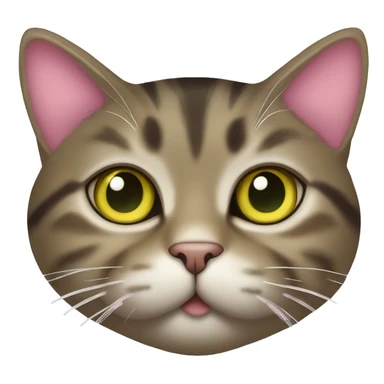 brown mackerel tabby cat with greenish yellow eyes and pink bow sticker