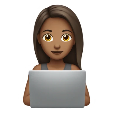 Mixed girl with brown hair typing on laptop sticker