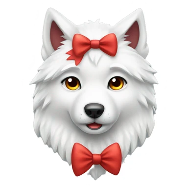 white wolf wit red bow kawaii cute sticker