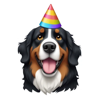 Bernese mountain dog with a party hat  sticker