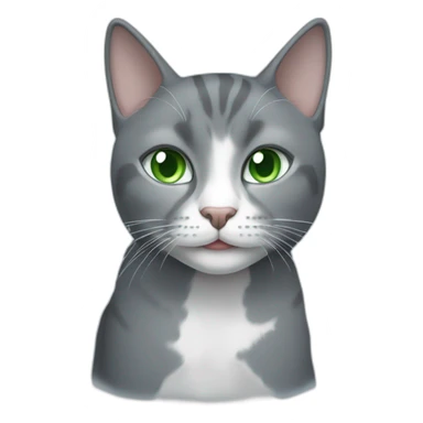Gray cat with white mouth and white nose and light blue/green eyes sticker