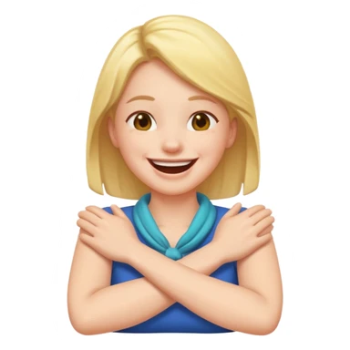 Person laughing with there arms crossed around there neck sticker