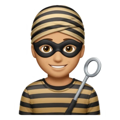 A theif robber emoji,Stripped shirt,eye mask. sticker