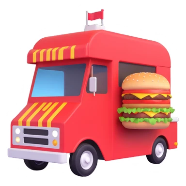 generate me a 3D hamburger food truck sticker