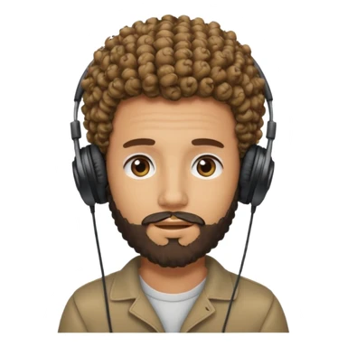 curly haired with headphones in and beard boy sticker