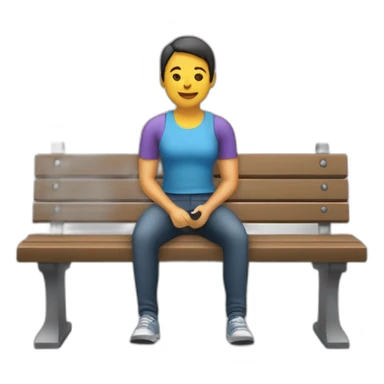Une personne assise sur un banc en train d'écouter avec un air sérieux sticker