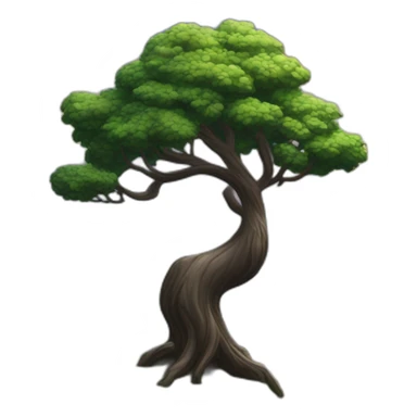 montagne noir avec un peu d'arbre avec un arc-en-ciel sticker