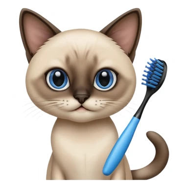 siamese cat, tooth brush, hair brush sticker