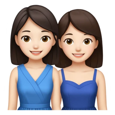 Korean girl and white brunette girl in dresses smiling sticker