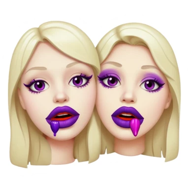 pair of bloody lips with purple lipstick on sticker