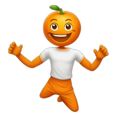 A happy orange with arms and feet sticker