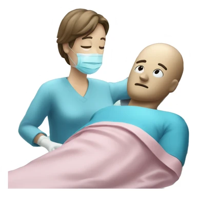 the patient man is on the surgical table sticker