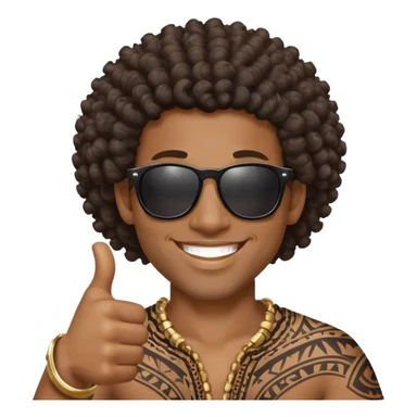 Black tribal man with curly hair wearing sunglasses smiling thumbs up sticker